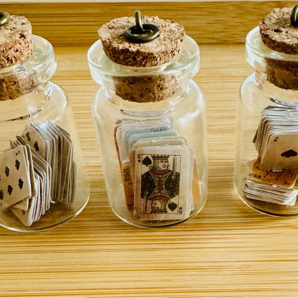 NWT Miniature Card Deck in Glass Jar with Cork Charm - QTY 1 - Picture 2 of 5